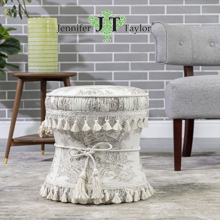 ジェニファーテイラー ラウンド スツール フランストワルドジュイ Toile de Jouy Jennifer Taylor 33164ST