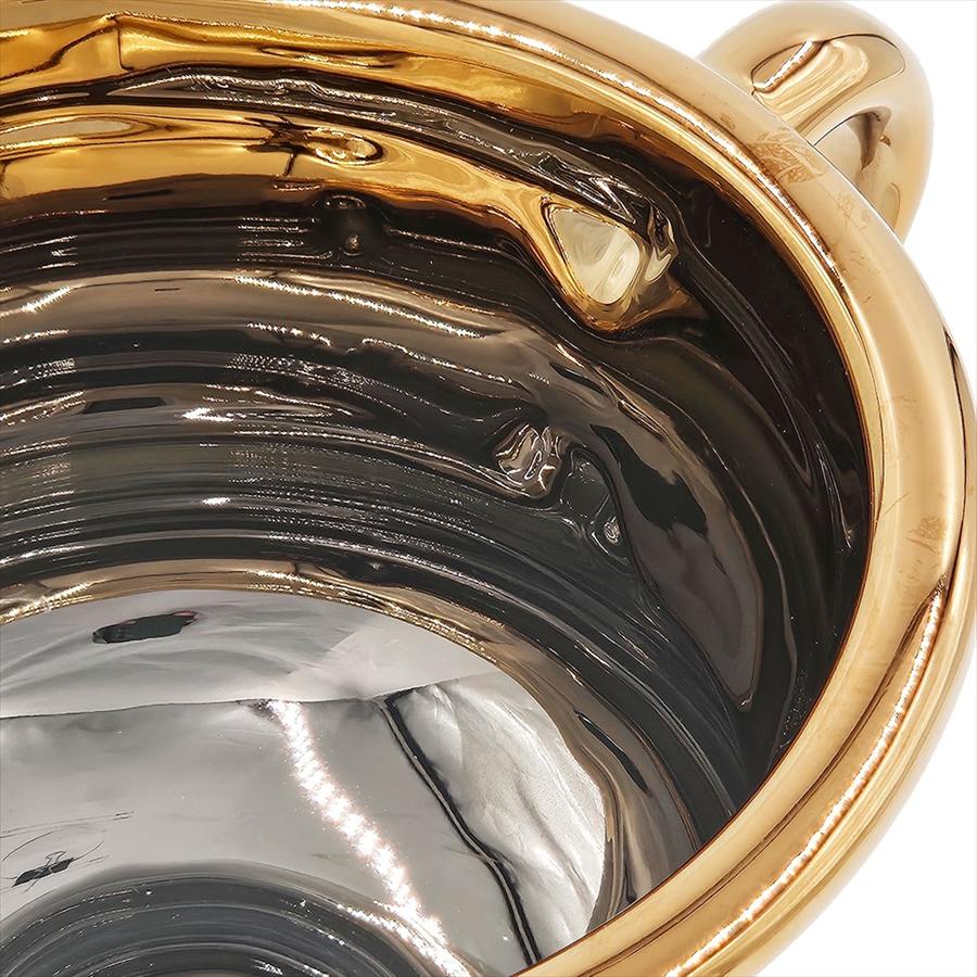 両耳取手 花瓶 ホワイト ゴールド 取っ手付き 花器