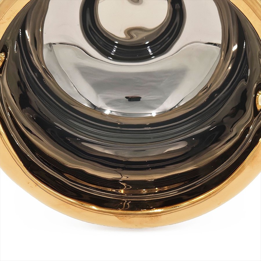 両耳取手 花瓶 ホワイト ゴールド 取っ手付き 花器