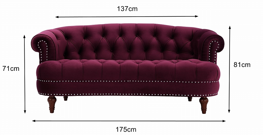 新品ジェニファーテイラー 2人掛けソファ チェスターフィールド La Rosa