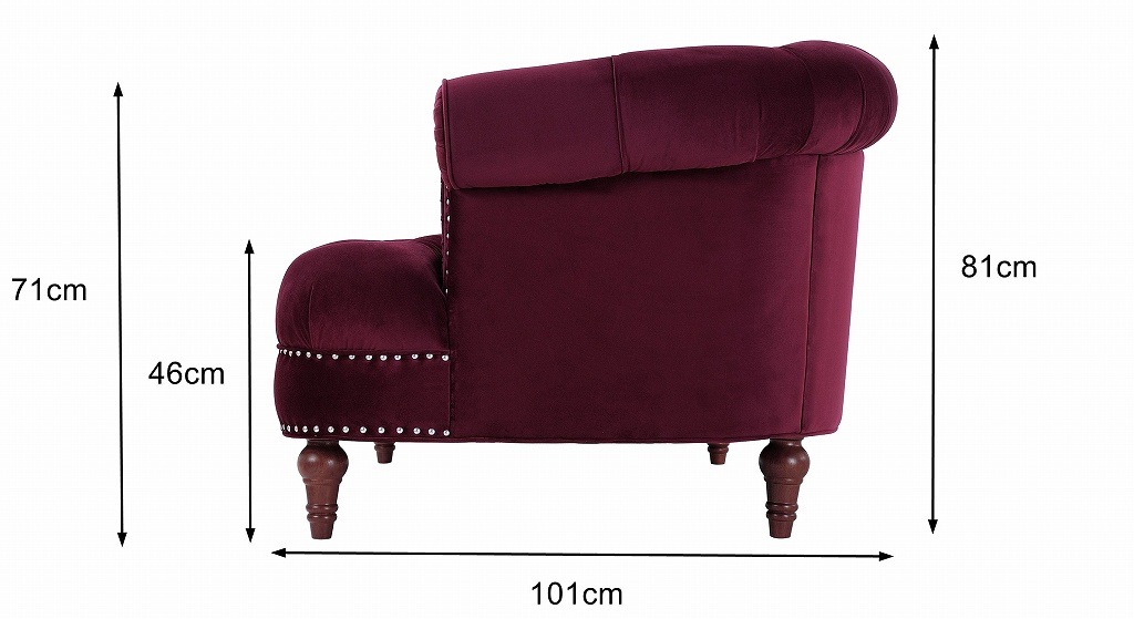 ジェニファーテイラー ソファ 2人掛け 2.5人掛け La Rosa 幅175cm ワインレッド 36003LS-884