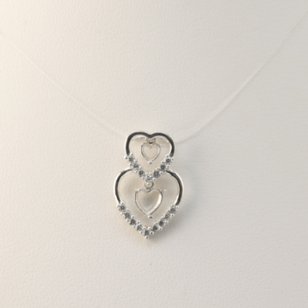 Pt900・K18 ダブルハートペンダント