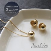 メタルボール ネックレス×キャッチレス ピアス 2点 セット