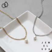 Wチェーン パールネックレス