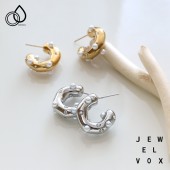 パール＆ラインストーン フープピアス