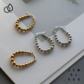 メタルボール 楕円フープピアス