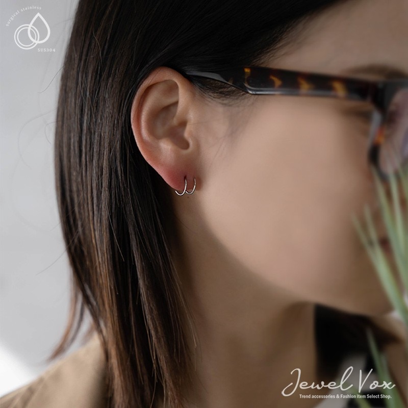 サージカルステンレス ワイヤーカール ピアス | JewelVOX