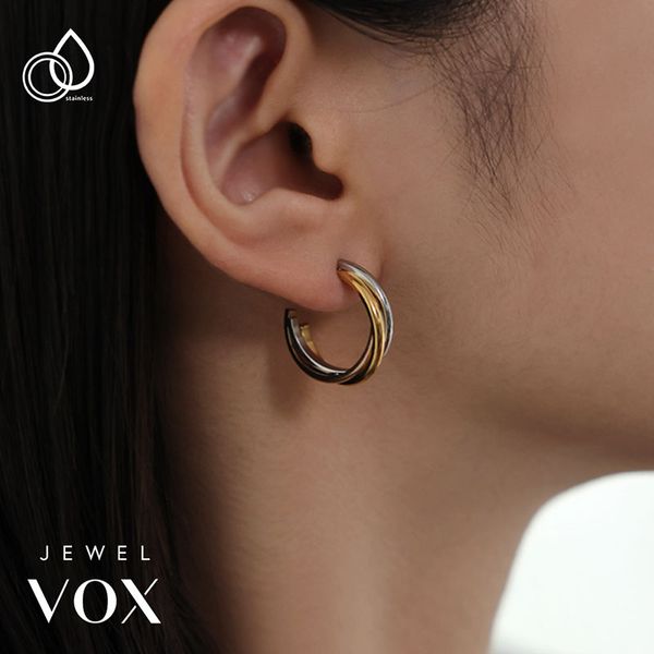 ステンレス トリプルリングハーフフープピアス