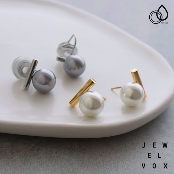 ステンレス メタルバーパールピアス＆イヤリング