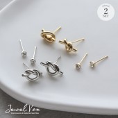 【よりどり3点対象】2点セット ニッケルフリー ノットモチーフ＆ストーンピアス
