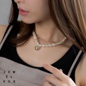 ニッケルフリー パール ハート ネックレス