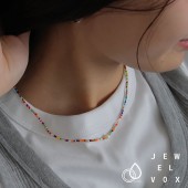 ステンレス アクリルビーズ 淡水パール ネックレス