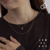 ステンレス キュービックジルコニア 2連チェーン ネックレス