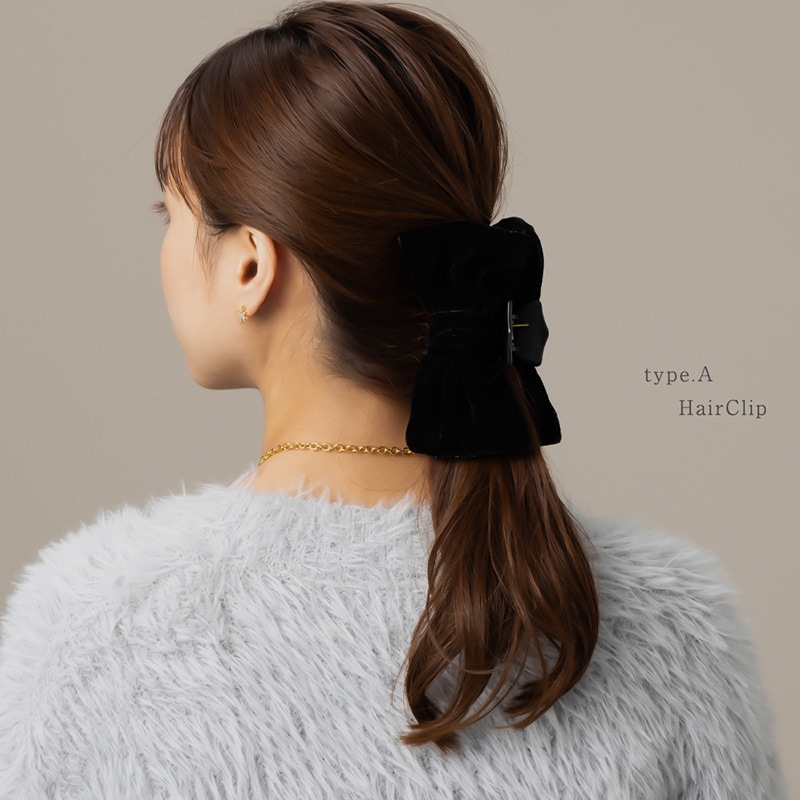 限定クーポンで20％OFF!!】ベロア リボン ヘアクリップ【メール