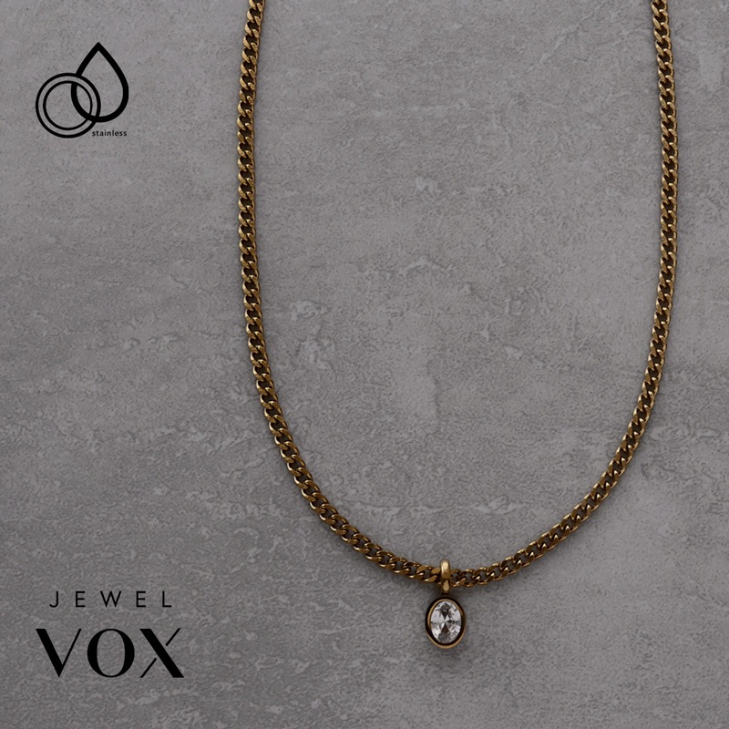 ステンレス ストーンチャーム付き チェーンネックレス | JewelVOX 