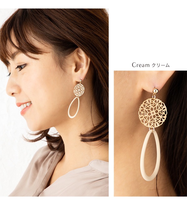 【じばにゃん】＊SALE＊天然ホワイトシェルの大粒枠留めピアス レディースピアス シェル フラワーピアス 花 ラウンド ドロップ