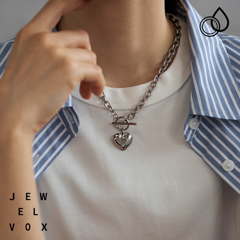 サージカルステンレス ハートモチーフ マンテルネックレス | JewelVOX