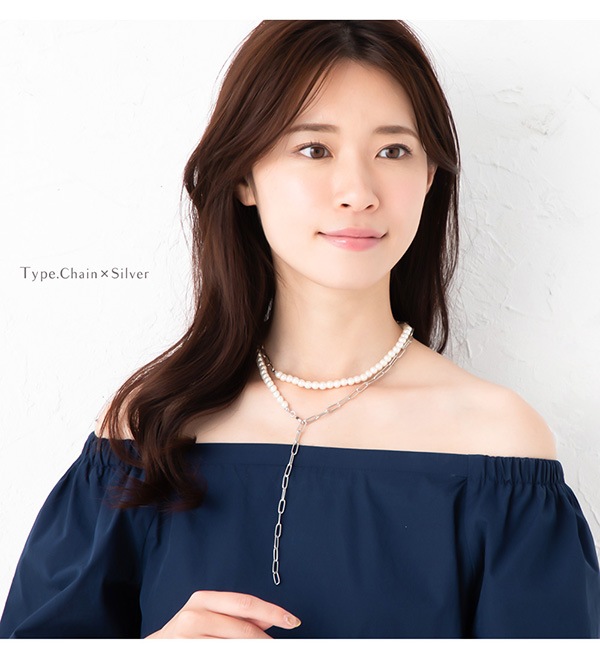 18Kコーティング パール チェーン ロングネックレス | JewelVOX
