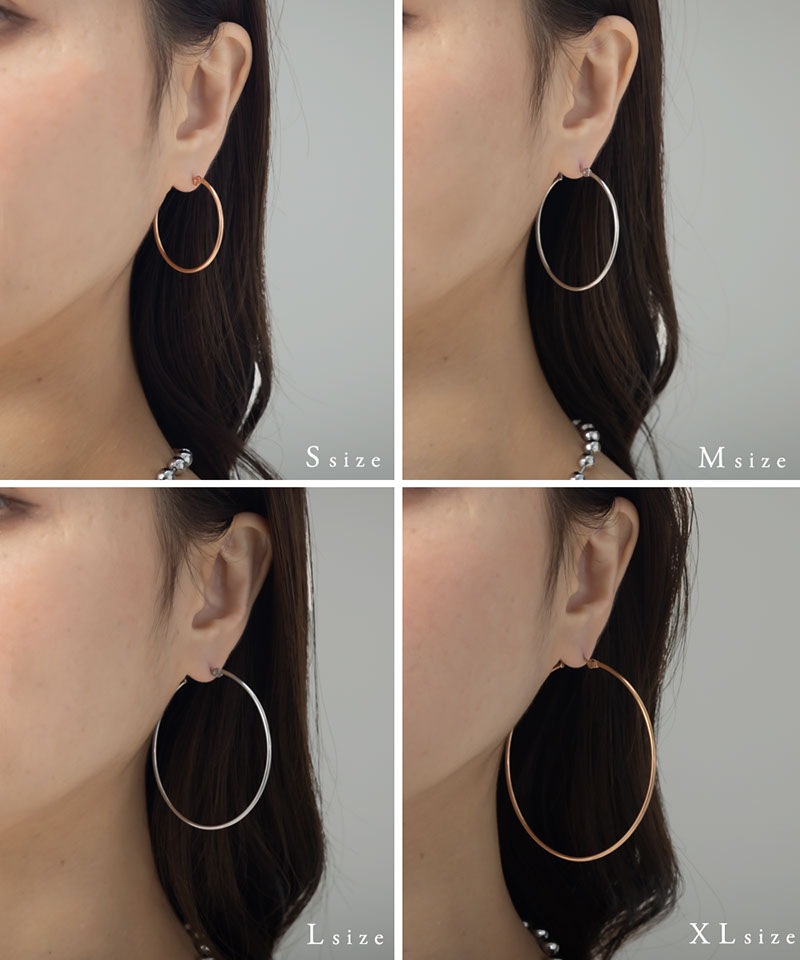 ステンレス キャッチレス 華奢ライン フープ ピアス | JewelVOX