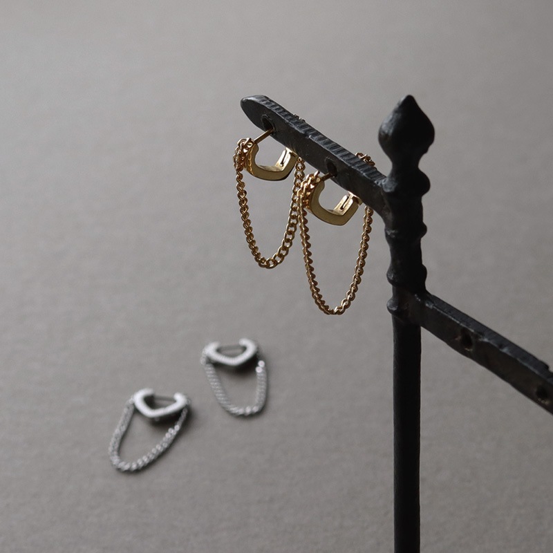 チェーン付き ハート型フープピアス | JewelVOX（ジュエルボックス