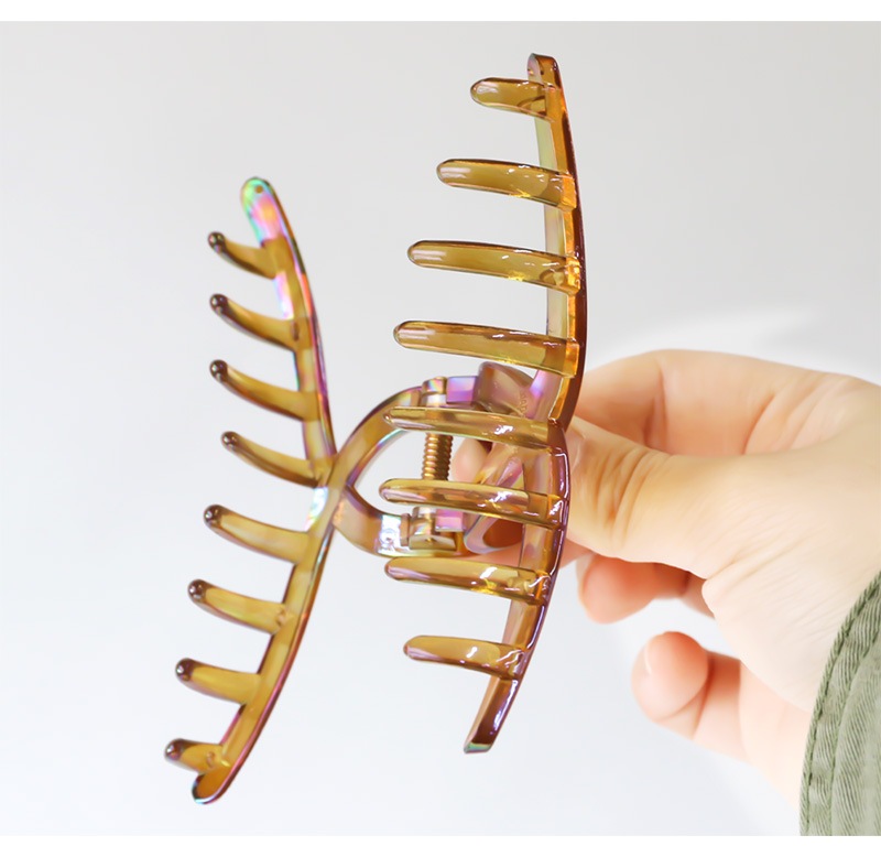 【新品未使用】ジュエルクリップ グリーン オーロラ クリア デザイン バンスクリップ ヘアクリップ ※メール便不可