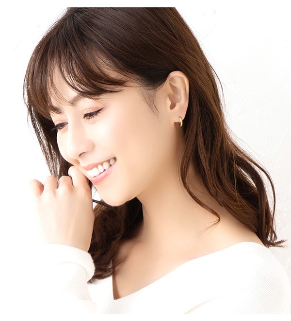 ステンレス素材 キャッチレス バイカラー フープ ピアス