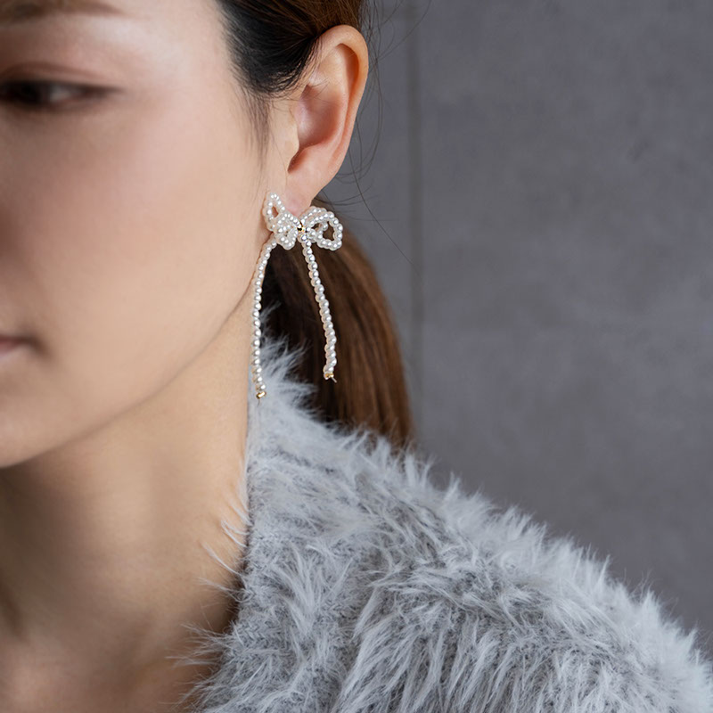 よりどり3点対象】ミニパールリボン ピアス | JewelVOX（ジュエル