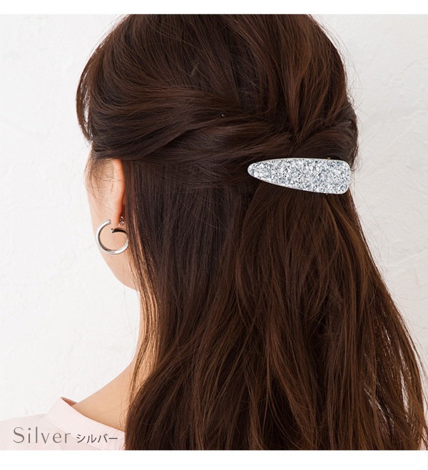 よりどり3点対象】ラメグリッターヘアクリップ シャンパンゴールド