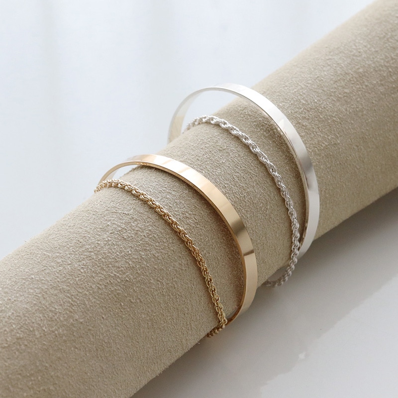 ニッケルフリー ツイストチェーン付き 2連バングル | JewelVOX