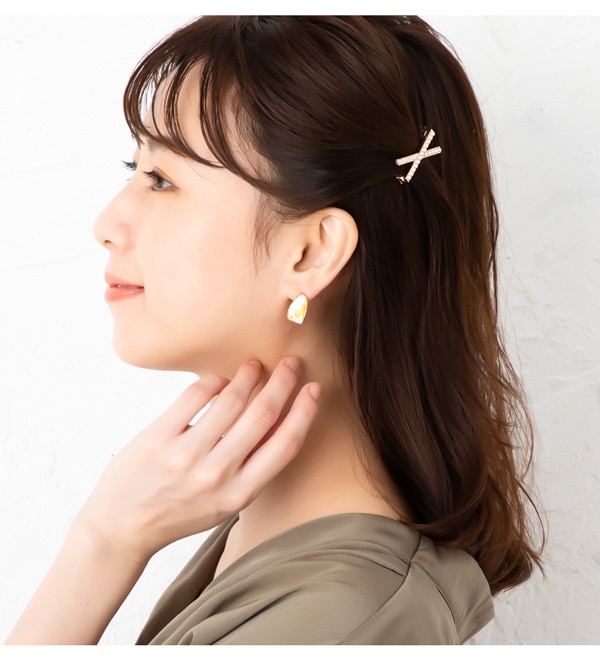 パール クロス マグネット式 ヘアクリップ | JewelVOX（ジュエル