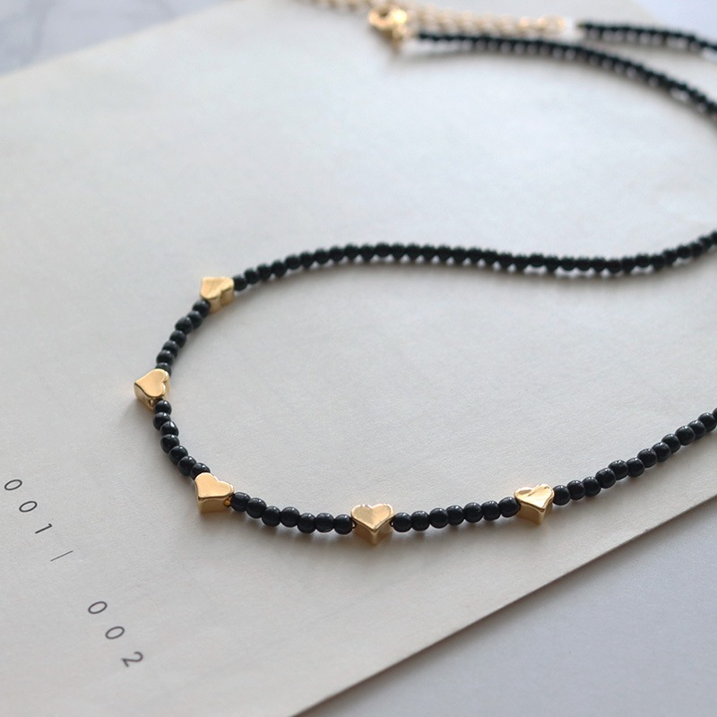 ハートモチーフ ブラックビーズ ネックレス | JewelVOX（ジュエル
