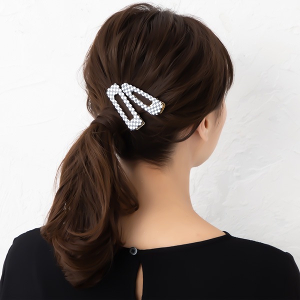 2本セット チェッカーフラッグ柄 ヘアクリップ | JewelVOX（ジュエル