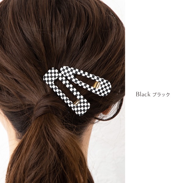 2本セット チェッカーフラッグ柄 ヘアクリップ | JewelVOX（ジュエル