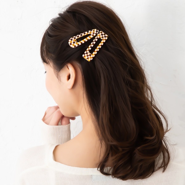 2本セット チェッカーフラッグ柄 ヘアクリップ | JewelVOX（ジュエル