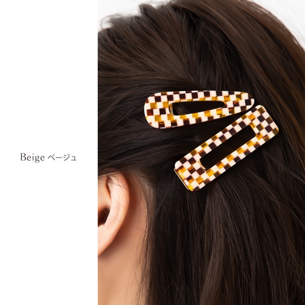 2本セット チェッカーフラッグ柄 ヘアクリップ | JewelVOX（ジュエル