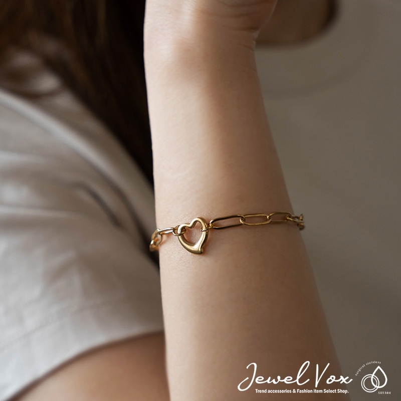 サージカルステンレス オープンハート ブレスレット | JewelVOX