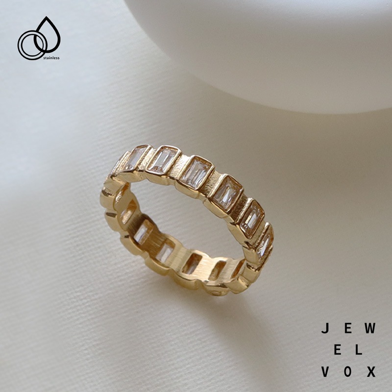 ステンレス スクエア型キュービックジルコニア リング | JewelVOX