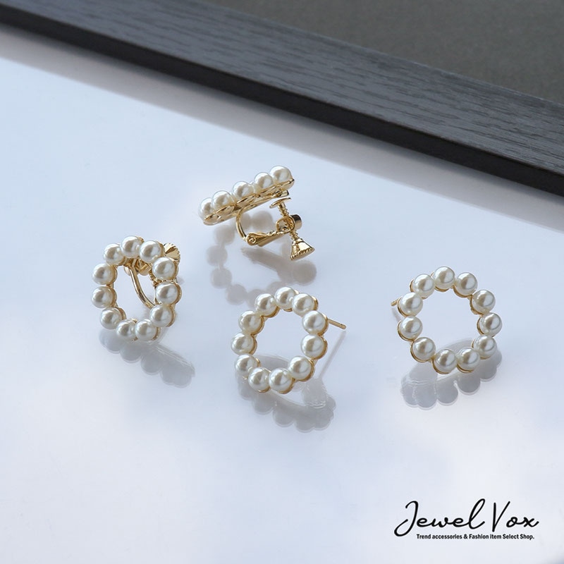 パール サークル ピアス＆イヤリング | JewelVOX（ジュエルボックス