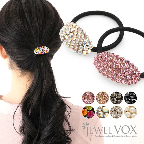 ✦ヘアジュエリー✦ダイヤモンド&ルビーとローズクオーツのヘアゴム