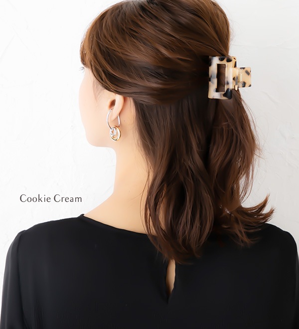 べっこう スクエアヘアクリップ バンスクリップ ※メール便不可