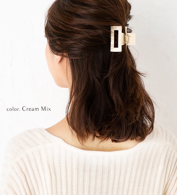 べっこう スクエアヘアクリップ バンスクリップ ※メール便不可