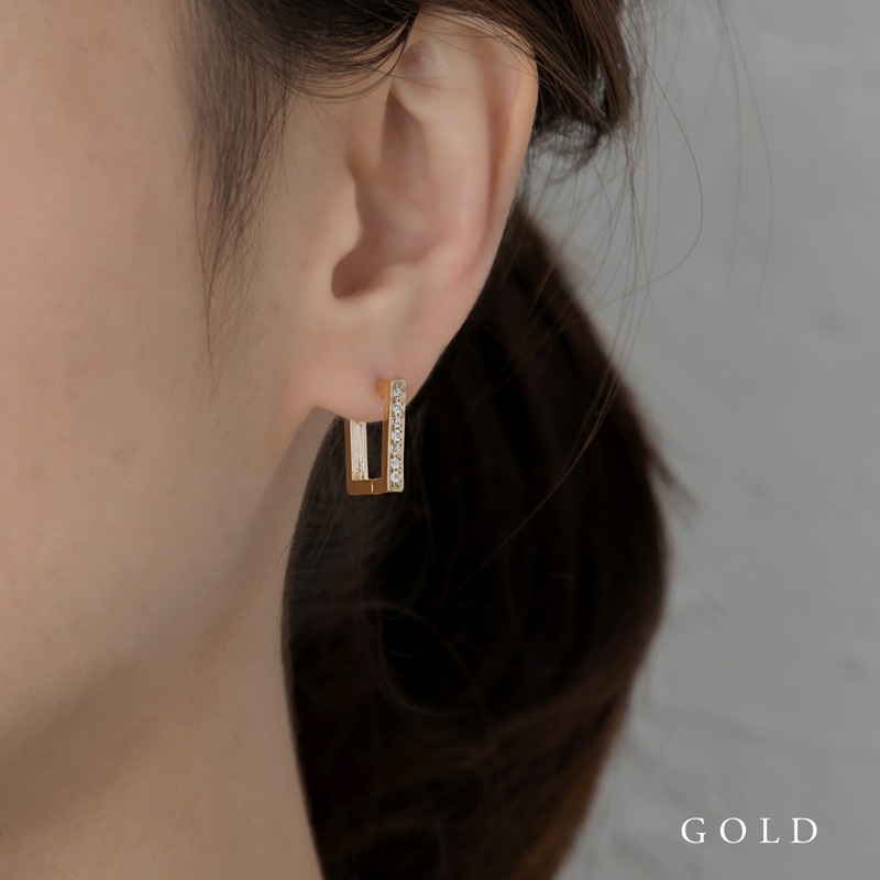 スクエア フープ ピアス キャッチレス | JewelVOX（ジュエルボックス
