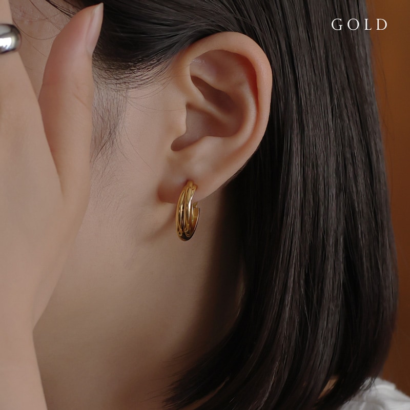 ステンレス トリプルリングハーフフープピアス | JewelVOX（ジュエル
