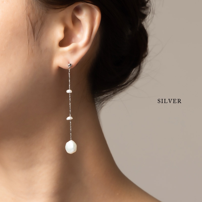 淡水パール ロング ピアス チタンポスト | JewelVOX（ジュエルボックス