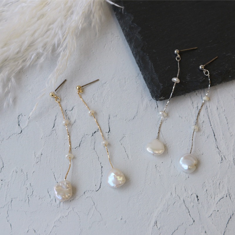 淡水パール ロング ピアス チタンポスト | JewelVOX（ジュエルボックス