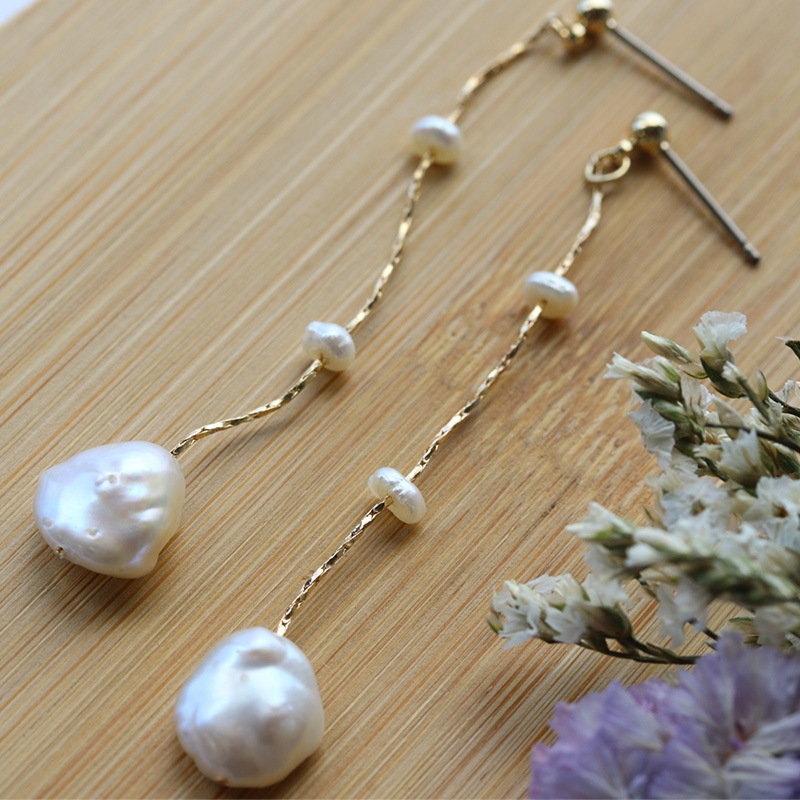 淡水パール ロング ピアス チタンポスト | JewelVOX（ジュエルボックス