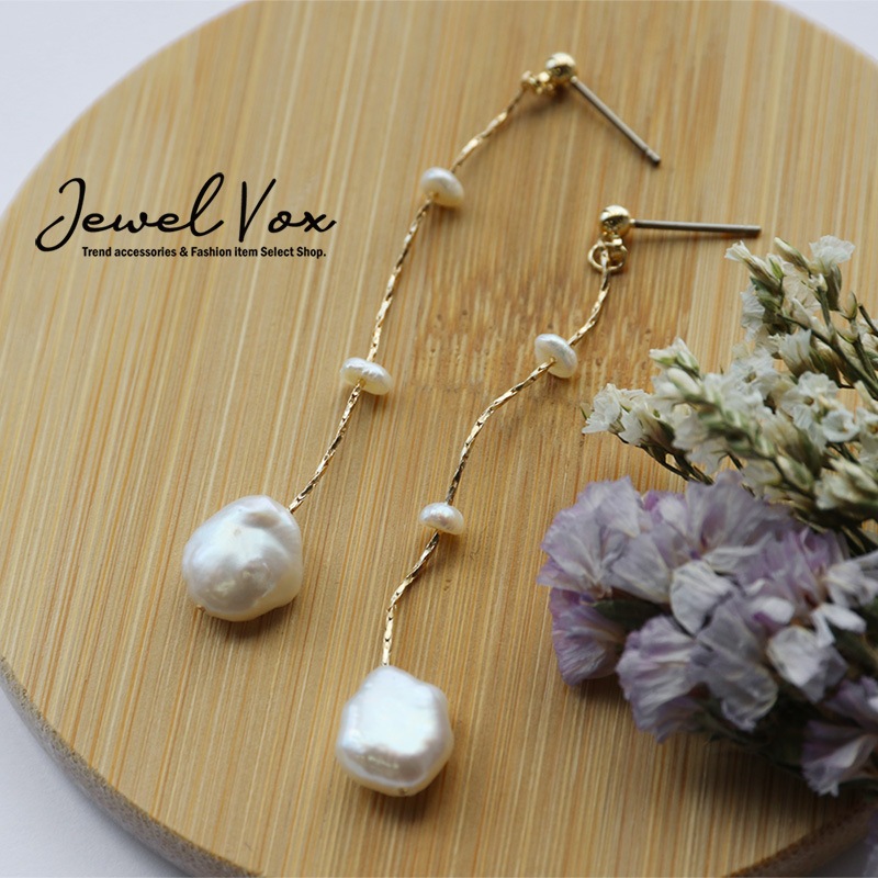 淡水パール ロング ピアス チタンポスト | JewelVOX（ジュエルボックス