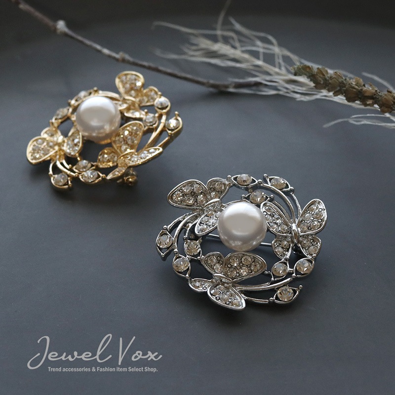 バタフライ パール ストーン ブローチ | JewelVOX（ジュエルボックス