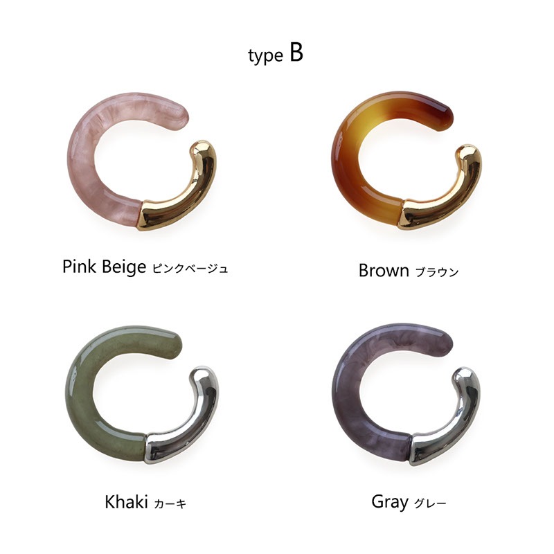 ニッケルフリー メタル アクリル イヤーカフ 片耳用 | JewelVOX