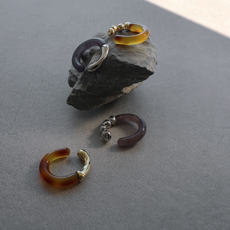 ニッケルフリー メタル アクリル イヤーカフ 片耳用 | JewelVOX